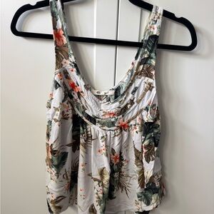 Rip Curl Floral Print Tank Top - White and Green